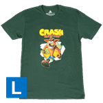 Crash Bandicoot - Crash with Logo Mens T-Shirt - Green - Size: L