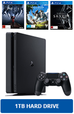 1TB New Look PlayStation 4 Console (Black) + 2 Games